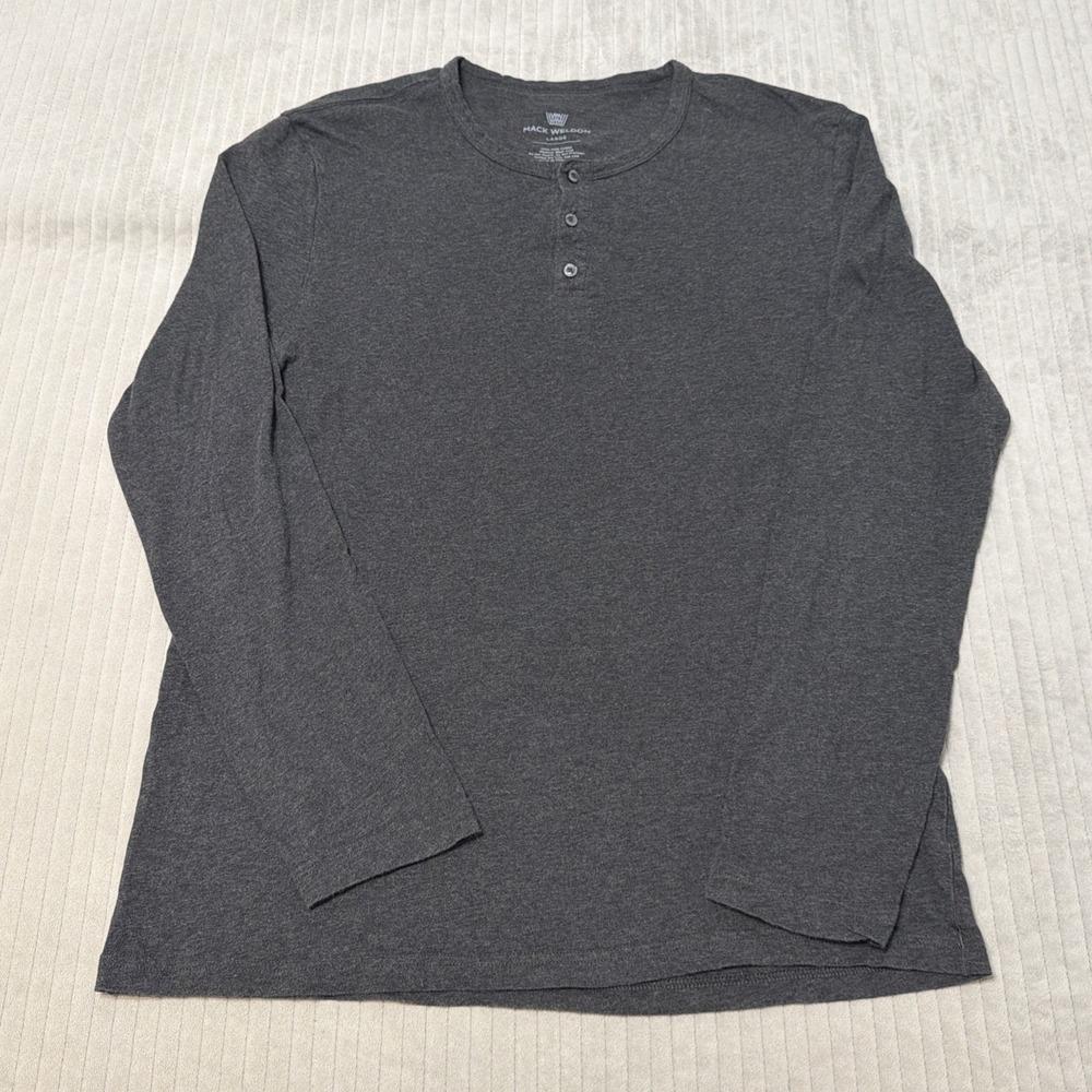 Mack Weldon Henley T Shirt Mens L Long Sleeve Gray 100%‎ Pima Cotton